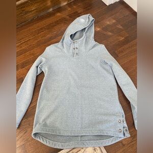Women’s North Face pullover. Sz M light blue/grey color with hood